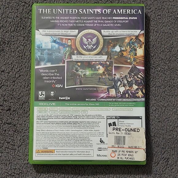 SAINTS ROW IV 4 Microsoft XBOX 360 2013 COMMANDER IN CHIEF Edition - Picture 3 of 4